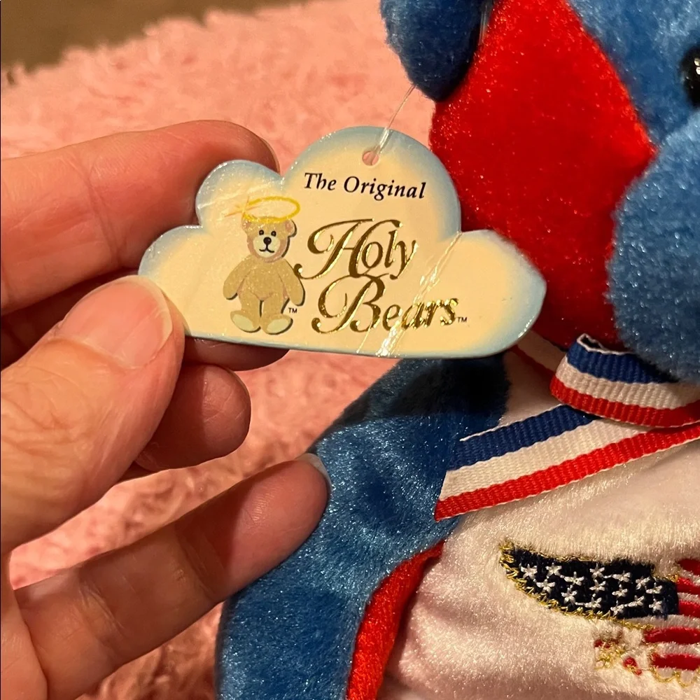 Holy Bears Allegiance Plush  bear with Patriotic Ribbon
